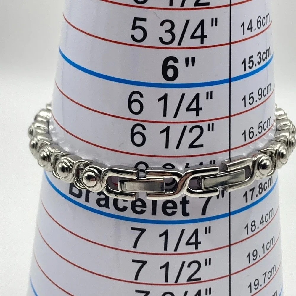 Modern Womens Watch 22mm Silver Tone Rainbow Crystals MOP Dial New Battery 6.75